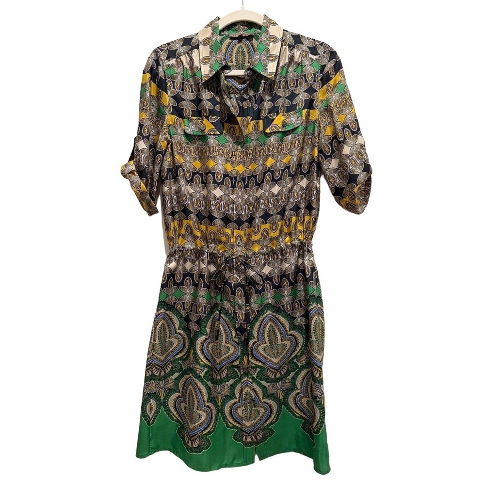 JIGSAW Women’s Size 8 Floral Paisley Collared Button Front Shirt Dress EUC